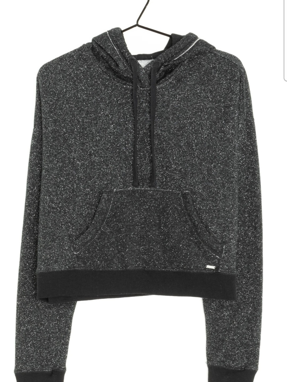 Women's Black Sparkle Hooded Pullover Sweater - HOLLISTER - S